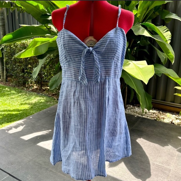 Dresses & Skirts - Size 12, blue and white striped linen mini dress